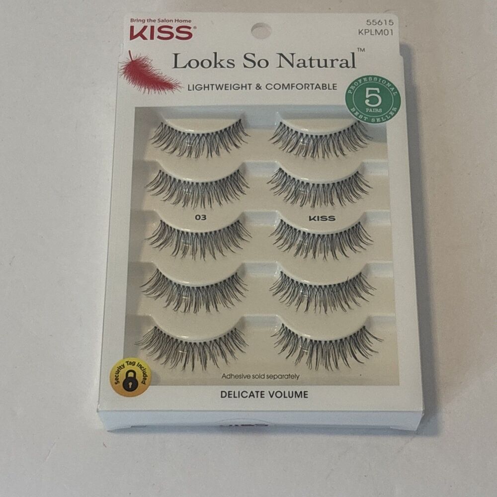 KISS Looks So Natural False Eyelashes, Lashes # 55615 KPLM01-03 Black - 5 pairs